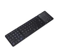 XUMIUZIY Foldable Bluetooth Keyboard with Touchpad, Portable Tri-Folding Keyboard with 150mAh Battery for Laptop PC Tablets, Type C Charging, Connect Up to 3 Devices (Black)