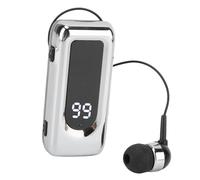 XUMIUZIY Lavalier Headphone, 5.4 Wireless Retractable Headset with ENC Noise Canceling Microphone LED Power Display, for Business Driving Phone Calls Streaming Music Navigation (Silver)
