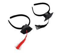 XUMIUZIY Mini Grad Cap Headband Unique Design with Red Black Tassels for Graduation Events Perfect Hair Accessory Set of 2