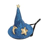 XUMIUZIY Mini Pet Hat, Moon and Star Pattern, Hamster Hat for Chinchillas, Bearded Dragons, Premium Short Plush Decoration (Blue)