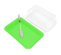 XUMIUZIY Plastic Butter Storage Box with Lid and Knife (square green) | Compact Refrigerator Design, Freshness Locking Lid, Clear View Window, Kitchen Counter Organizer