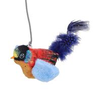 XUMIUZIY Realistic Chirping Bird Cat Plush Toy Touch Activated Interactive Feather Toy for Kitty (Red Orange)