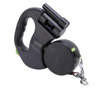 XUMIUZIY Retractable Dog Leash - Automatic Double Retractable Dog Walking Leash for Medium & Small Dogs, One-Handed Brake/Pause/Lock, Built in LED Light, Non Slip Grip (Black)