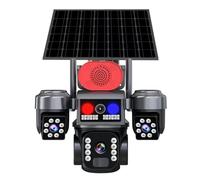 XUMIUZIY Solar Security Cameras Wireless Outdoor, 2.4G WiFi 360° View Cameras with Triple Lens, AI Motion Detection, Night Vision, 2 Way Audio, 8000mAh Battery Powered, Water proof
