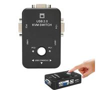 XUMIUZIY USB 2.0 KVM Switcher, 2 Port USB VGA KVM Switcher, 1920x1440, for 2 Computers Sharing Keyboard and Mouse, for PC Printer Scanner