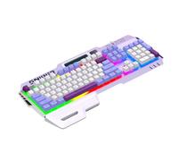 XUMIUZIY Wired Gaming Keyboard, 104 Keys Mechanical Feeling Keyboard with Wrist Rest, RGB Backlit Computer Keyboards, Floating Keycaps, Metal Plate, Spill Resist, for Laptop PC (Purple)