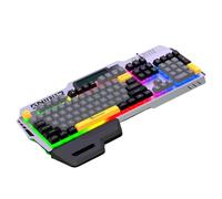 XUMIUZIY Wired Gaming Keyboard, 104 Keys Mechanical Feeling Keyboard with Wrist Rest, RGB Backlit Computer Keyboards, Floating Keycaps, Metal Plate, Spill Resist, for Laptop PC (Gray)