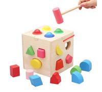 XUMIUZIY Wooden Shape Sorting Building Block Toy for Kids, Happy Playing Education Learning Tool for Children, Safe Material for Home Storage (17 Holes with Ball)