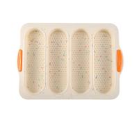 XUMKFJRE 1PCS 4 Grids Silicone Mold French Bread Baking Tray Nonstick Cake Baguette Pans Tools(Color Point)