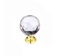 XUMKFJRE Crystal Cabinet Door Handle 2 Pcs 25/30/40mm Crystal Handle Clear Glass Knobs Cupboard Drawer Pulls Kitchen Cabinet Wardrobe Handles Furniture Door Hardware(25X30mm Gold)