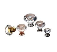 XUMKFJRE Crystal Cabinet Door Handle 20-40mm Diamond Shape Design Crystal Glass Knobs Cupboard Drawer Pull Kitchen Cabinet Door Wardrobe Handles Hardware(30mm Black Base)