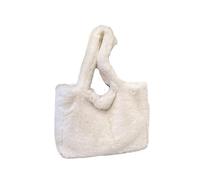 XUMKFJRE Fluffy Tote Bag Plush Large Tote Bag Autumn Winter Women's Handbag Versatile Single Shoulder Computer Compartment Soft for Shopping Travel(WHITE)