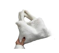 XUMKFJRE Fluffy Tote Bag Plush Tote Bag Women Versatile Soft Autumn Winter Faux Fur Shoulder Purses Female Handbags Fluffy Shopper for Shopping Travel(White)