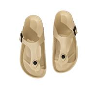 XUMKFJRE Ladies' Casual Simple Buckle Flat Heel Set With Clip On Feet Flip Flops In Large Size(Beige,44-45)