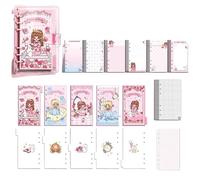 XUMKFJRE Loose Leaf Notebook Grid Page Daily Planner Diary Notepad Colorful Binder Journals Cute Handbook Girls Stationery(03)