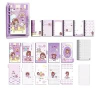 XUMKFJRE Loose Leaf Notebook Grid Page Daily Planner Diary Notepad Colorful Binder Journals Cute Handbook Girls Stationery(02)