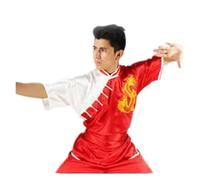 XUMKFJRE Martial Art Uniform Kung Fu Suits Short Sleeve Tai Chi Clothing Traditional Folk Taiji Outdoor Walking Morning Sprots(Color 1,120cm)