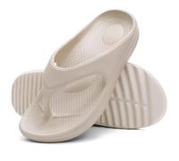 XUMKFJRE Sandals For Women Flip Flops Lightweight Non-Slips Summer Beach Shoes With Support(Light Khaki,37)