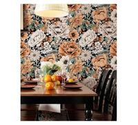 XUMKFJRE Yellow Peony Riches PVC Wallpaper Rlegant Retro Colorful Flower Vinyl Wall Decor Furniture Cabinet Contact Paper for Bedroom Living Room Hallway Hall(44cmx300cm)