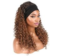 Xummpxuk Deep Wave Human Hair Wigs | Long Curly Human Wigs Breathable Mesh Cap,Fashion Headwear Realistic Hair Extensions, Adjustable Hairwigs for Women