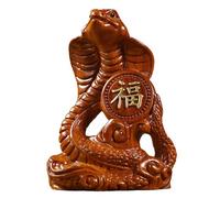 Xummpxuk Wood Snake Statue Year of The Snake 2025 Figurine, Chinese 2025 New Year Feng Shui Snake Figurine, Snake Sculpture for Luck Success, Carved Chinese Snake Figurine for Home Offices Decor