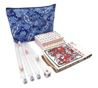 XuMoZC American Mini Mahjong Set 166 Mahjong Tiles 0.9-inch American Mahjong Game Pink Set Thickened Mah-Jongg Tiles Bag Mahjong Tile Set