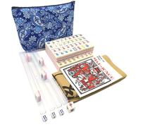 XuMoZC American Mini Mahjong Set 166 Oh My Mahjong Tiles 1.2-inch American Mahjong Game Pink Set Thickened Mah-Jongg Tiles Bag Mahjong Tile Set