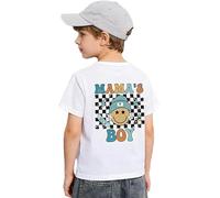 Xumplo Boys White T-Shirts Kids Short Sleeve Tee Toddler Summer Crew Neck Top Casual Smiley Face and Letters Print 6 Years