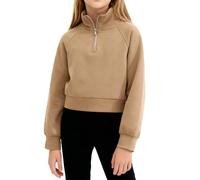 Xumplo Girls Jumper Teens Half Zip Sweatshirt Long Sleeve Crop Tops Kids Causal Fall Winter Pullover Clothing 9-10 Years