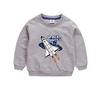 Xumplo Kids Boys Sweatshirts Toddler Long Sleeve Tops Excavator Crewneck Pullover Tee Cotton Digger Clothes 1-2 Years Grey