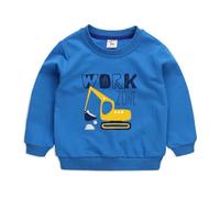 Xumplo Toddler Boys Sweatshirts Kids Pullover Crew Neck Tops Tees Long Sleeve Space Sweatshirt Sport Excavator Clothes 4-5 Years Blue