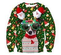 Xumplo Ugly Christmas Sweatshirt for Children Boys Girls Jumper Clothing with Long Sleeves 3D Printed Top Christmas Jumper 4-14 Years, green sweater, 6-7 Jahre
