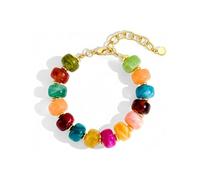 XUN Zhe Boho Beaded Bracelet for Women Colorful Oval Statement Bracelet Link Stackable Resin Beaded Charm Bracelets Cunky Beach Vacation Holiday Jewelry, Chunky, Acrylic, no gemstone