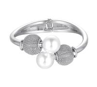 XUN Zhe Pearl Bangle Bracelet for Women Exaggerate Big Pearl Clasp Cuff Bracelet Chunky Pearl Statement Bracelets Simple Party Prom Wedding Jewelry Gifts, Big, Alloy, no gemstone