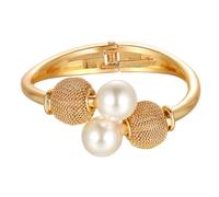 XUN Zhe Pearl Bangle Bracelet for Women Exaggerate Big Pearl Clasp Cuff Bracelet Chunky Pearl Statement Bracelets Simple Party Prom Wedding Jewelry Gifts, Big, Alloy, no gemstone
