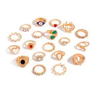 XUN Zhe Sparkly Crystal Open Rings Set for Women Vintage Evil Eye Heart Finger Rings Adjustable Punk Snake Knuckle Ring Stackable Statement Jewelry Gifts, Crystal, Crystal