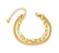 XUN Zhe Stainless Steel Chunky Bracelets for Women Men Stackable Paperclip Statement Bracelets Layered Cuban Chain Bracelet Punk Birthday Prom Jewelry Gifts, Chunky, alloy, no gemstone