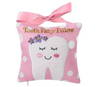 Xunboo Tooth Fairy Pillow with Pocket for Kids Tooth Keepsake Pouch Tooth Fairy Bag on Back Toothfairy Gift for Boys and Girls,18cm x 18cm (Pink)