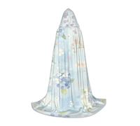 XUNBUP Hooded Cape, Blue Petal Dots Long Cloak Gift for Fans | A Present For Costume Lovers: Full-Print Garment With Bow Tie, Durable Easy-Care Fabric, For Cosplay And Dress-Up