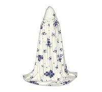 XUNBUP Hooded Cape, Blue Petal Dots Long Cloak Gift for Fans | A Present For Costume Lovers: Full-Print Garment With Bow Tie, Durable Easy-Care Fabric, For Cosplay And Dress-Up