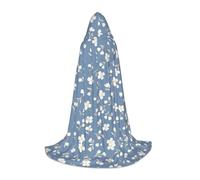 XUNBUP Hooded Cape, Blue Petal Dots Long Cloak Gift for Fans | A Present For Costume Lovers: Full-Print Garment With Bow Tie, Durable Easy-Care Fabric, For Cosplay And Dress-Up