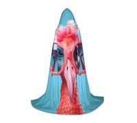XUNBUP Hooded Cape, within reach Long Cloak Gift for Fans | A present for costume lovers: full-print garment with bow tie, durable easy-care fabric, for cosplay and dress-up