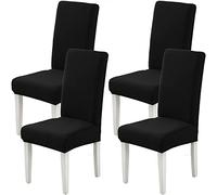 Xundefeng Black Dining Chair Covers Set of 4 Stretch Slipcovers Elastic Chairs Cover for Kitchen Dining Room