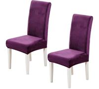 Xundefeng Soft Velvet Dining Chair Covers for Dining Room Set of 2 Pack Slipcovers Chairs Cover Stretch Slipcover, Purple