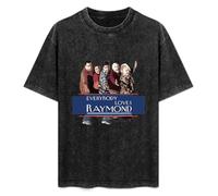 XUNDERA T-Shirt Fashion Short Sleeve Everybody Loves Raymond Round Neck, Short Sleeve Cotton T-Shirt Black S
