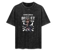 XUNDERA T-Shirt Fashion Short Sleeve Kenny Omega Round Neck, Short Sleeve Cotton T-Shirt Black XXL