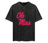 XUNDERA T-Shirt Fashion Short Sleeve Ole Miss Rebels Round Neck, Short Sleeve Cotton T-Shirt Black L