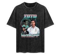 XUNDERA T-Shirt Unisex Retro Toto Wolff Posters Cotton Round Neck Black M