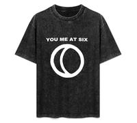 XUNDERA Unisex T-Shirt Vintage You Me at Six Half Moon 100% Cotton Round Neck Black L