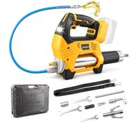 XunDong Cordless Grease Gun Compatible with DeWalt 20V Battery, 12000PSI High-Pressure, One-Hand Operation in-Line Grip, 39.4" Hose & 4 Couplers, Electric Grease Gun with LED (Tool Only)